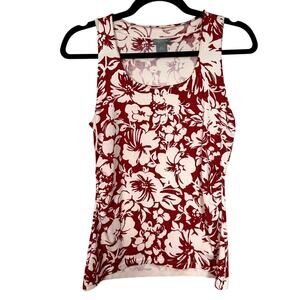 Ann Taylor Silk Blend Hibiscus Floral Print Sleeveless Blouse Resort Wear Sz: MP